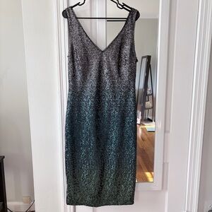 RACHEL Rachel Roy Black, Blue & Green OMBRÉ Sequin Midi Dress